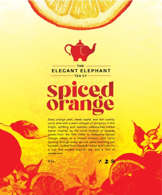 Spiced Orange Tea, Loose Leaf Herbal Tea – Sweet, Spicy, Caffeine-Free – Orange, Apple & Cinnamon
