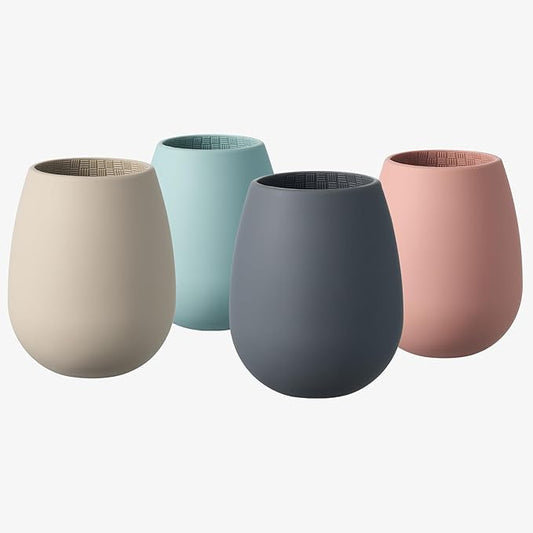 Unbreakable Silicone Stemless Wine Glassware | Set of 4 | Reusable & Shatterproof Tumbler Drinkware