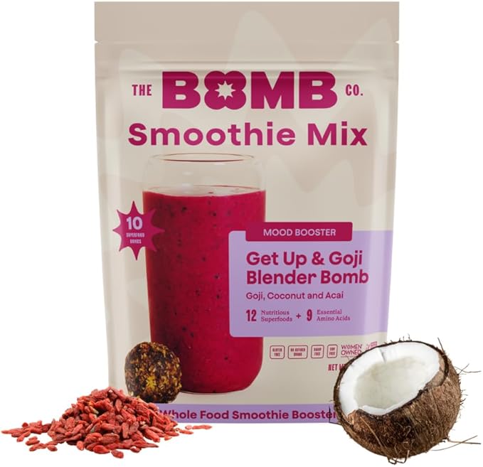 The Bomb Co. Blender Bomb, Get up & Goji, Superfood Smoothie Mix With Goji Berries, Hemp, Flax