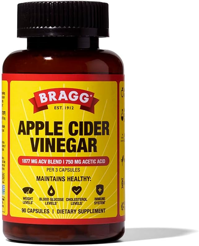 Bragg Apple Cider Vinegar Capsules with Vitamin D and Zinc - 90 Capsules - Supports The Immune