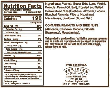FERIDIES Deluxe Mixed Nuts Salted (9 Ounce) Nut Tin Vacuum Sealed Packaging. Cashews, Almonds