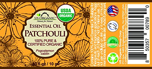 US Organic 100% Pure Patchouli Essential Oil - USDA Certified Organic, Steam Distilled - W/Euro