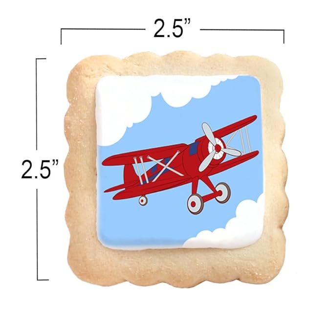 Airplane Cookies Theme 24 Pack Cookies Individually Wrapped | Red Glider Blue Sky Clouds Treats