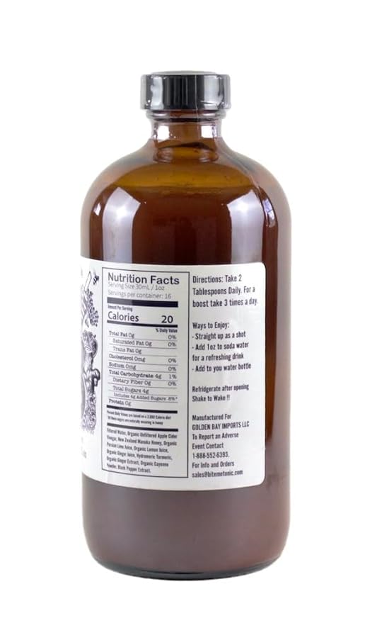 Bite Me Apple Cider Vinegar Tonic with Manuka Honey, Hydromeric, Ginger, Lime, Lemon Juice, Cayenne