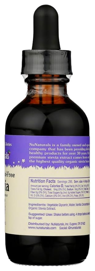 NuNaturals Liquid Stevia, Sugar-Free Sweetener, Plant-Based Sugar Substitute, Zero Calorie, Vanilla