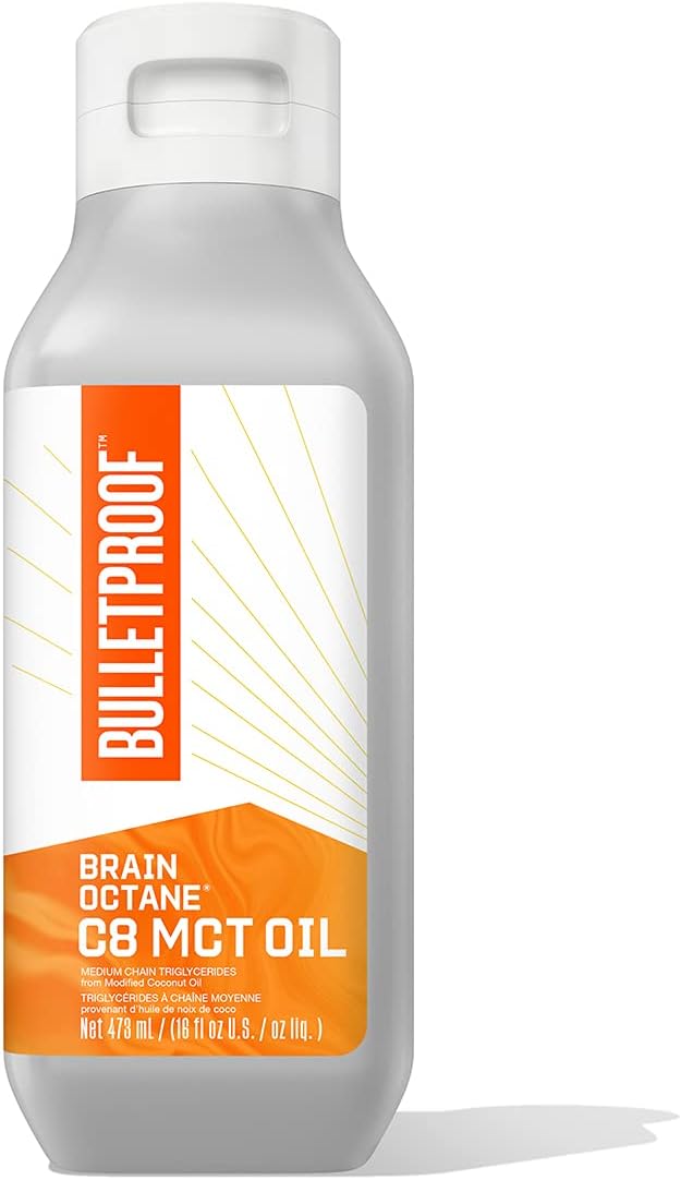 Bulletproof Coconut Brain Octane C8 MCT Oil, 16 Ounces, Premium Keto Supplement for Sustained