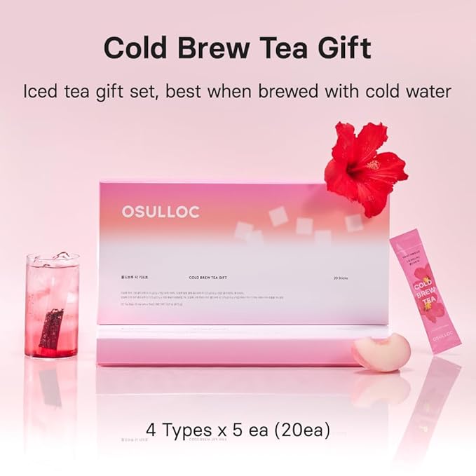 OSULLOC Cold Brew Tea Gift (20 count, 4 flavors x 5 EA) | Assorted Korea Iced Tea Bag Gift Sampler