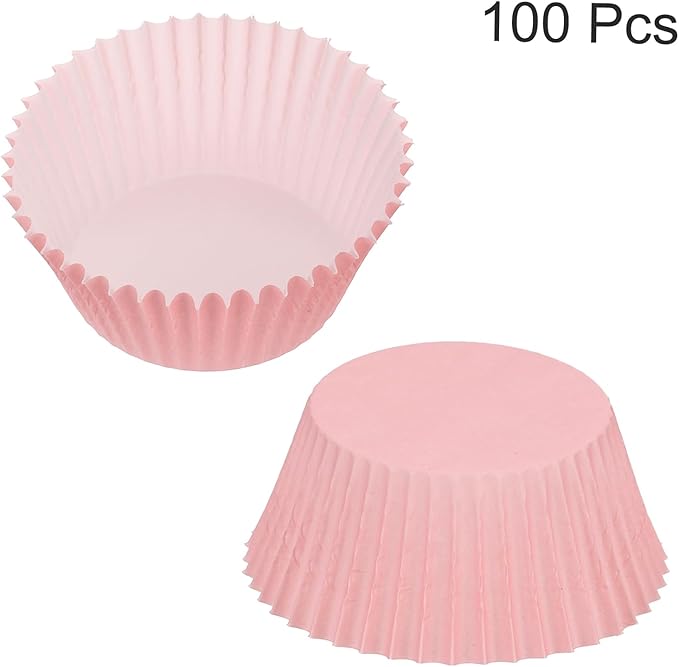 uxcell 100 Pcs Cupcake Liners, Muffins Paper Baking Cups Wrappers Standard Greaseproof for Baking