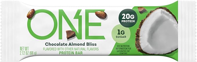 ONE Protein Bars, Chocolate Almond Bliss, Gluten Free with 20g Protein and 1g Sugar, Pantry