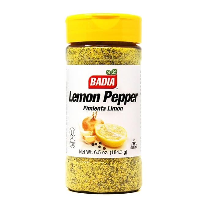Badia Lemon Pepper Seasoning, 6.5 oz - Pepper, Garlic & Onion, Zesty Citrus Blend for Chicken