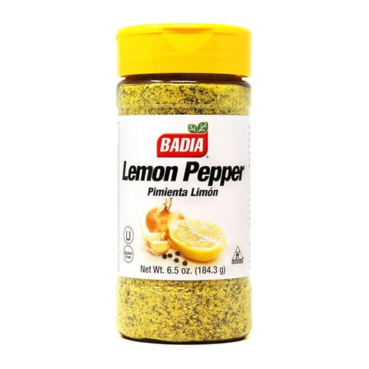 Badia Lemon Pepper Seasoning, 6.5 oz - Pepper, Garlic & Onion, Zesty Citrus Blend for Chicken
