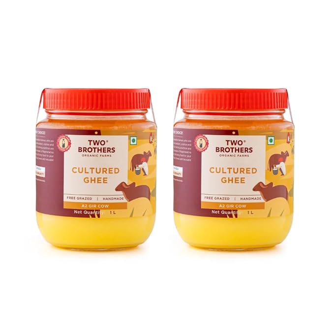 Two Brothers Organic Farms A2 Cultured Ghee, Desi Gir Cow, 66 oz(HDPE Bottle)