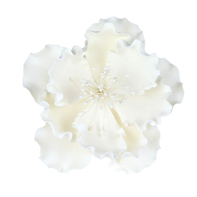 O'Creme Peony Gumpaste Sugar Flower 6 Inch, Set of 3 White - Edible Flowers for Cake Decorating