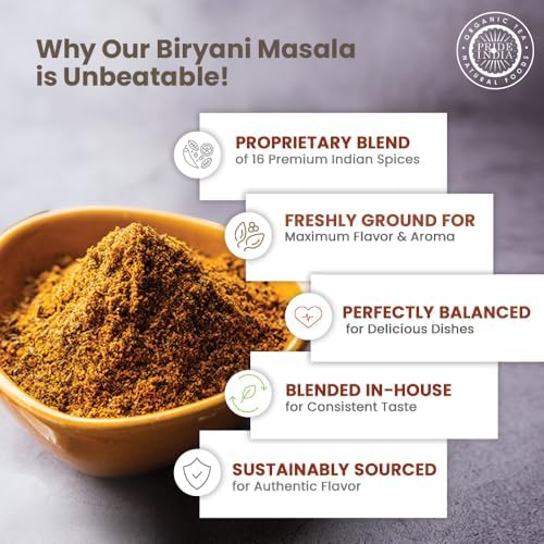 Pride of India – Indian Biryani Masala Seasoning Spice - 2.40 oz. Small Dual Sifter Bottle