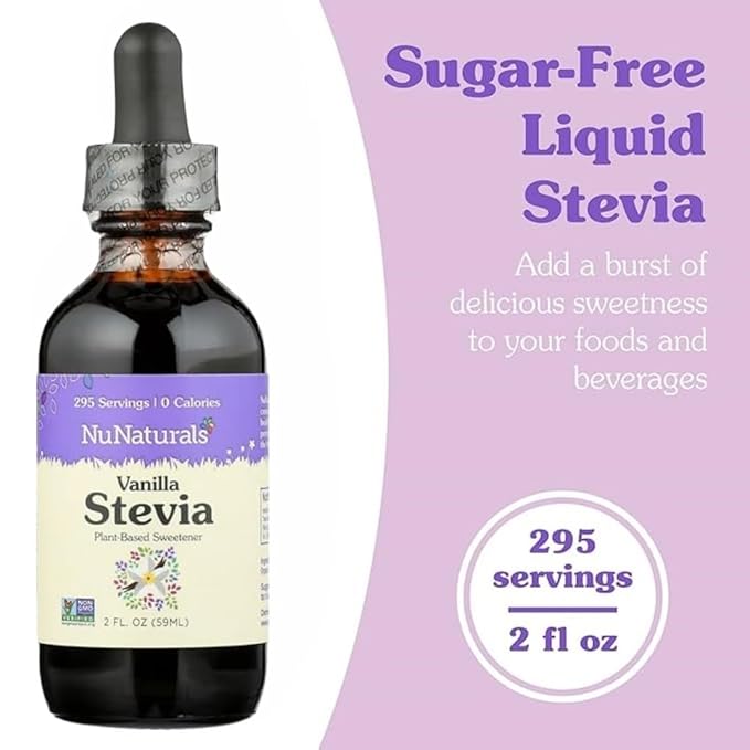 NuNaturals Liquid Vanilla Stevia, Sugar-Free Sweetener, Plant-Based Sugar Substitute, Zero Calorie