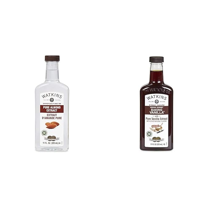 Watkins Pure Almond Extract, 11 oz and Watkins All Natural Original Gourmet Baking Vanilla, with