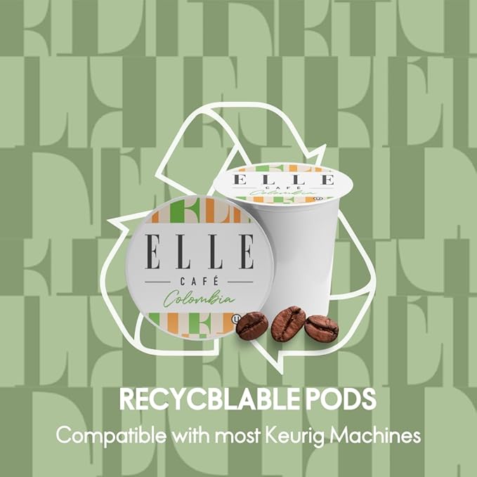 ELLE Café© Colombian K-Cup Pods - 12 Count - 100% Arabica Coffee, Flavor Medium Roast