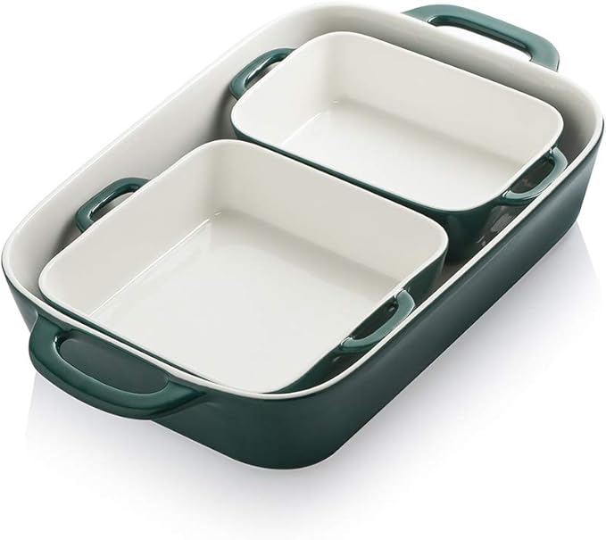 Sweejar Ceramic Bakeware Set, Rectangular Baking Dish for Cooking, Kitchen, Cake Dinner, Banquet