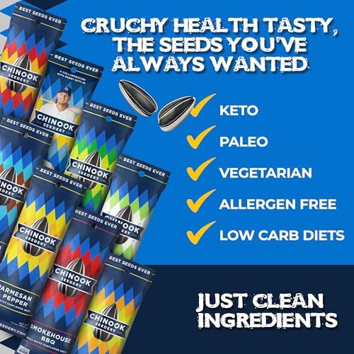 Chinook Seedery Roasted Sunflower Seeds to Eat - 1.5 oz (Pack of 36) Variety Packs - Jumbo Low
