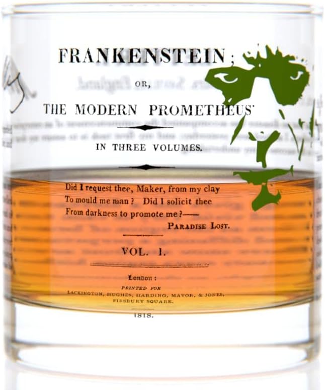 Well Told Classic Literature Rocks Glass - Frankenstein by Mary Shelley - Old Fashioned Whiskey