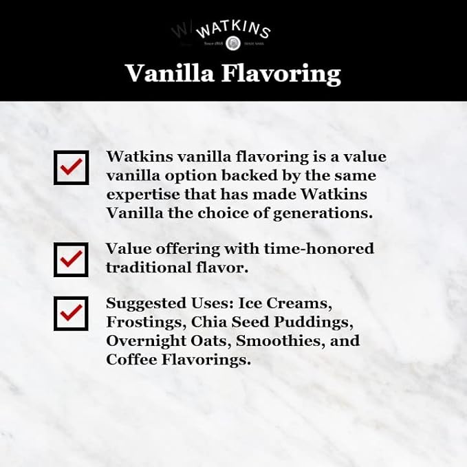 Watkins Vanilla Flavor, 32 Fl. Oz. Economy Sized Bottle, 1 Count (21902)
