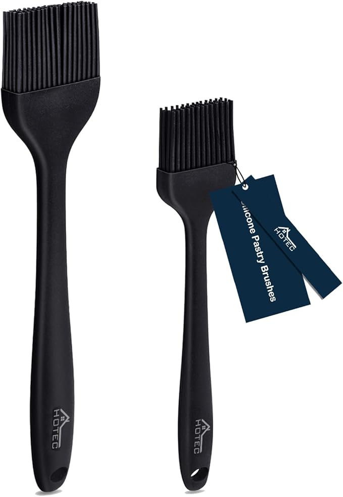 HOTEC 600℉ Heat Resistasnt Basting Brushes, BPA Free Silicone Pastry Brush, Spread Oil Butter Sauce