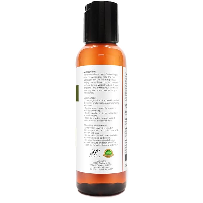 velona USDA Certified Organic Olive Oil - 2 Fl Oz | 100% Pure and Natural Carrier Oil | Extra