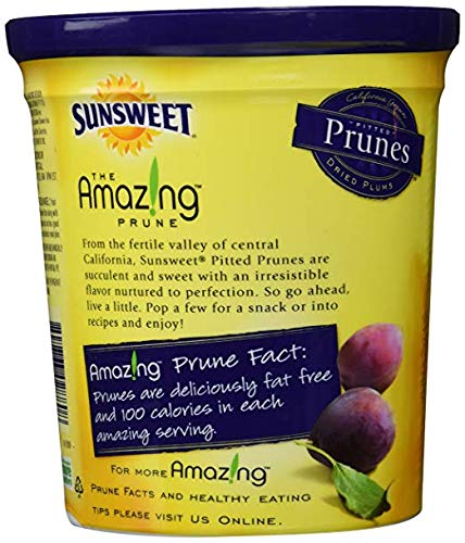 Sunsweet Prunes, Pitted Prunes Bundle, ONE 16 oz Canister of Dried Plums Plus "Recipes For Prune