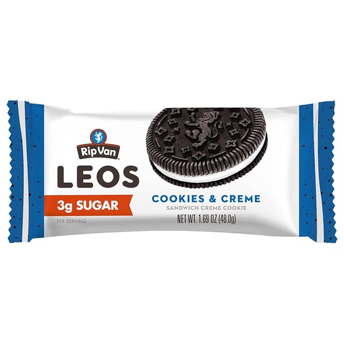 Rip Van LEOs - Cookies and Cream Sandwich Cookies - Low Sugar Snack Cookies - Low Carb Snack