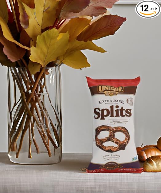 Unique Snacks Extra Dark Splits Pretzels, Original Split-Open Pretzels, Delicious Homestyle Baked