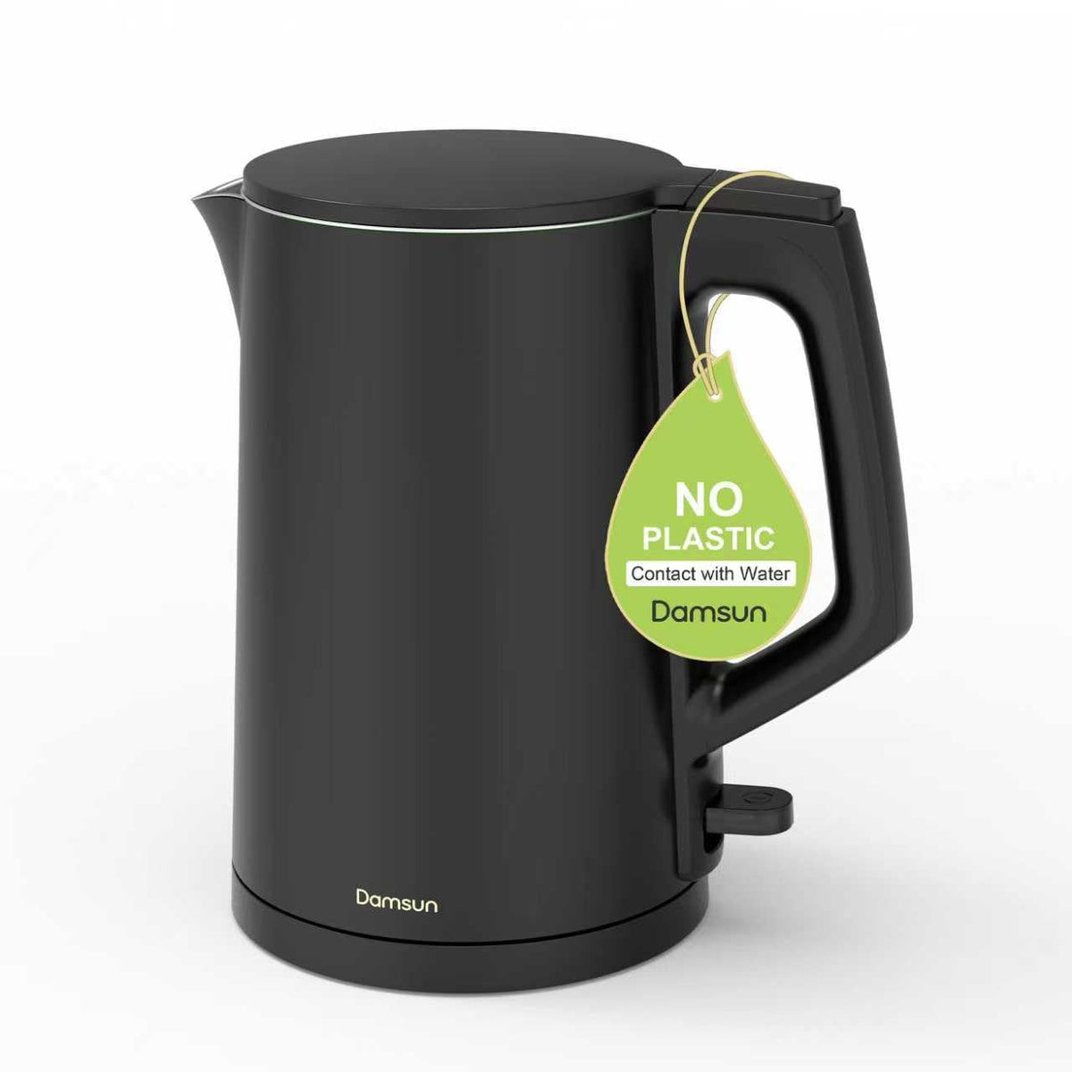 Damsun 1.7L Stainless Steel Electric Kettle, 1500W Rapid Boil, Black