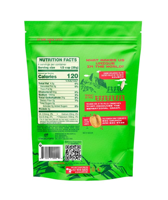 Inka Corn Giant Corn Chile Picante Doy Pack, 4 Ounce (Pack of 12)