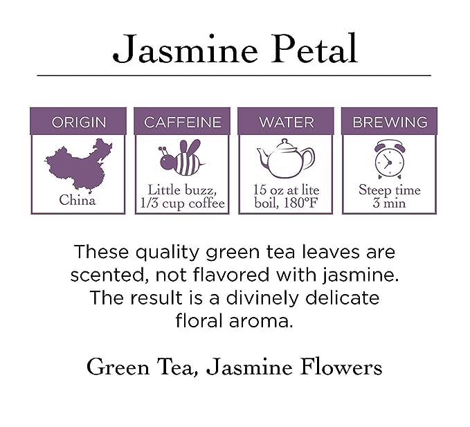 Two Leaves and a Bud Jasmine Green Tea Bags, 15 Count (Pack of 1) Whole Leaf Green Tea in Pyramid