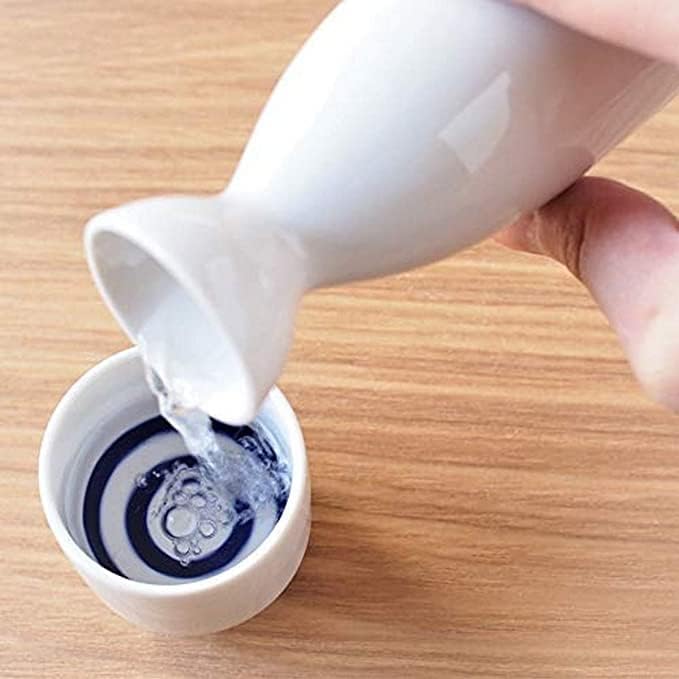 JapanBargain, Porcelain Sake Carafe Sake Bottle for Cold Sake and Hot Sake Microwave Safe (2, 4 oz