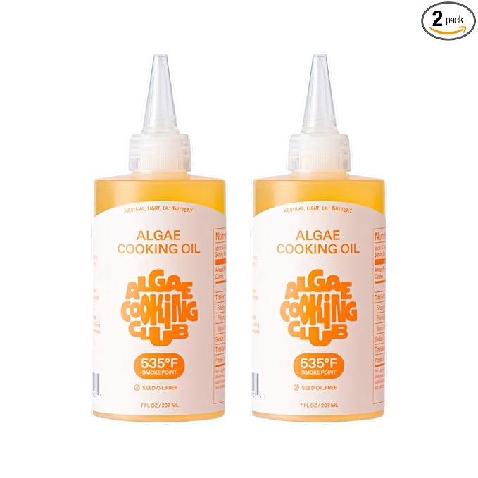 Algae Cooking Club Chef-Grade 100% Algae Cooking Oil 7oz Squeeze Bottles (2 Pack) ??High Smoke
