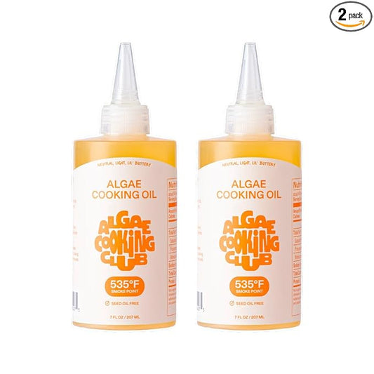 Algae Cooking Club Chef-Grade 100% Algae Cooking Oil 7oz Squeeze Bottles (2 Pack) ??High Smoke