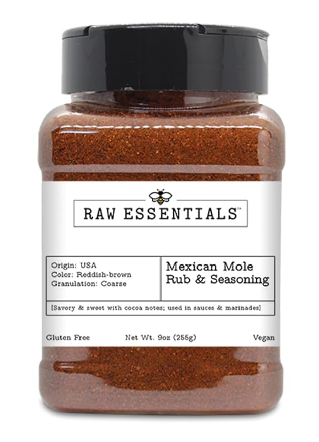 Raw Essentials Mexican Mole Seasoning - Savory and Sweet - Used in Mexican Dishes - Delicious in