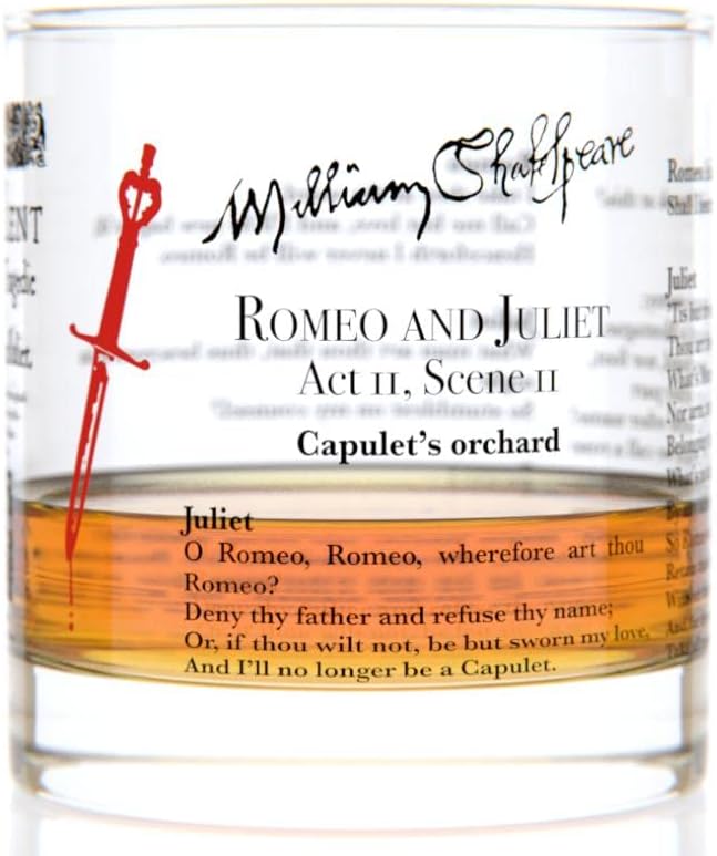 Well Told Classic Literature Rocks Glass - Romeo and Juliet by William Shakespeare - Old Fashioned