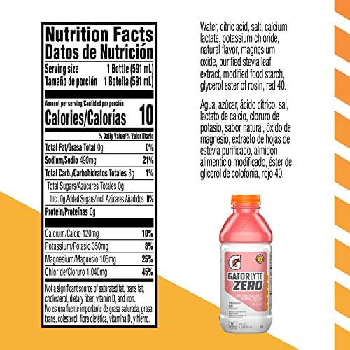 Gatorlyte Zero Electrolyte Beverage, Strawberry Kiwi, Zero Sugar Hydration, Specialized Blend of 5