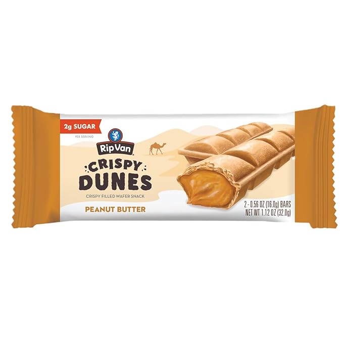 Crispy Dunes Peanut Butter Wafer Sticks ??Low-Calorie Snack with Peanut Butter Cream Filling, 90