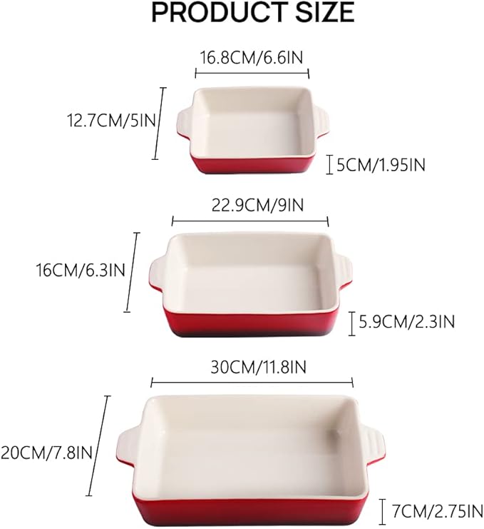 Sweejar Ceramic Bakeware Set, Rectangular Baking Dish for Oven Lasagna Pans for Cooking, Kitchen