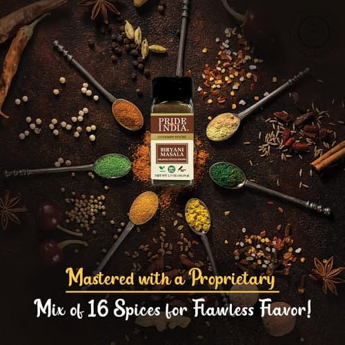 Pride of India – Indian Biryani Masala Seasoning Spice - 2.40 oz. Small Dual Sifter Bottle