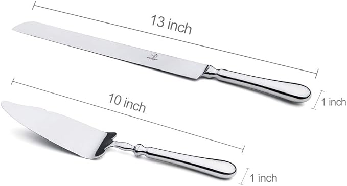 2 Piece Wedding Cake Knife and Server Set,18/10 Stainless Steel Cake cutting Set Pie Server Cake