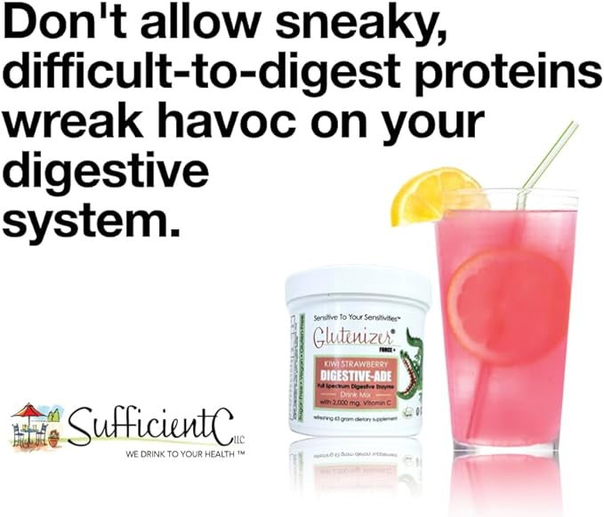Sufficient C - Glutenizer Force Plus Kiwi-Strawberry Digestive-Ade Drink Mix - Naturally Effective