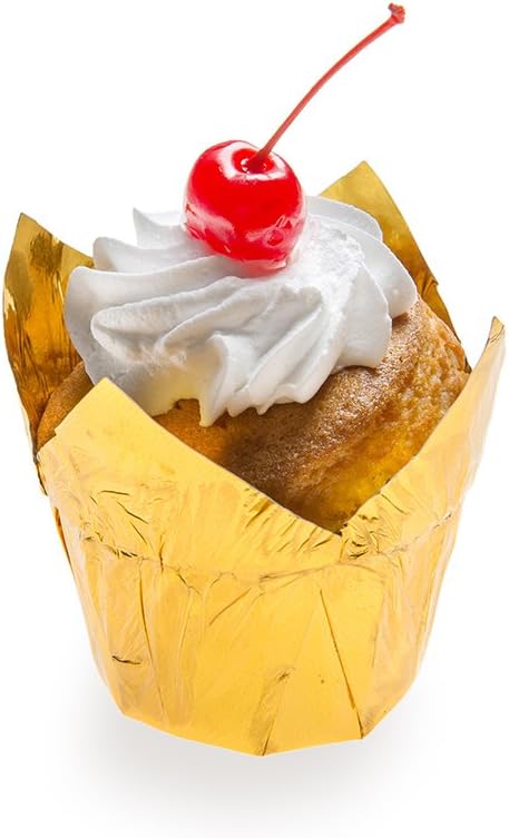 Restaurantware 4 Ounce Petal Baking Cups 200 Grease Resistant Tulip Cupcake Wrappers - Tulip Shaped