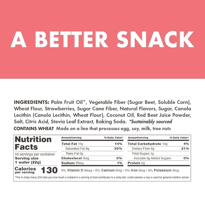 Rip Van Strawberry Keto Wafer Cookies - Healthy Vegan Snacks - Non GMO, Low Sugar (1g), Low Calorie
