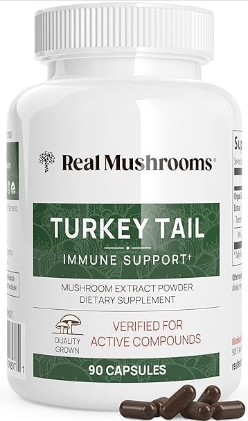 Real Mushrooms Turkey Tail Capsules ??Organic Mushroom Extract for Wellness & Daily Rhythm ??Vegan