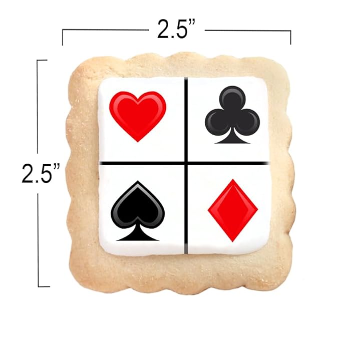 Poker Themed Cookies Casino Game Night Club Dice Treats | 24 Pack Bulk | Individually Wrapped |
