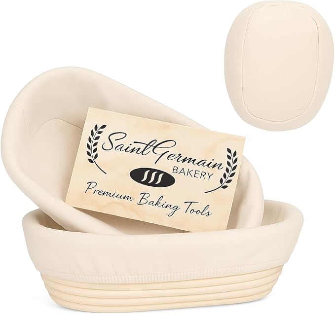 Saint Germain Bakery Premium Round Bread Banneton Basket with Liner - Perfect Brotform Proofing