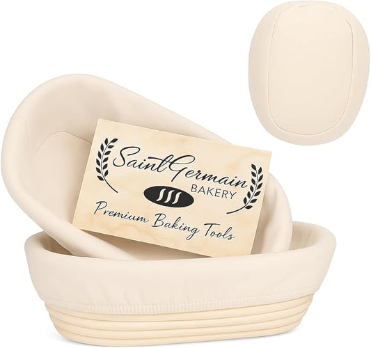 Saint Germain Bakery Premium Round Bread Banneton Basket with Liner - Perfect Brotform Proofing